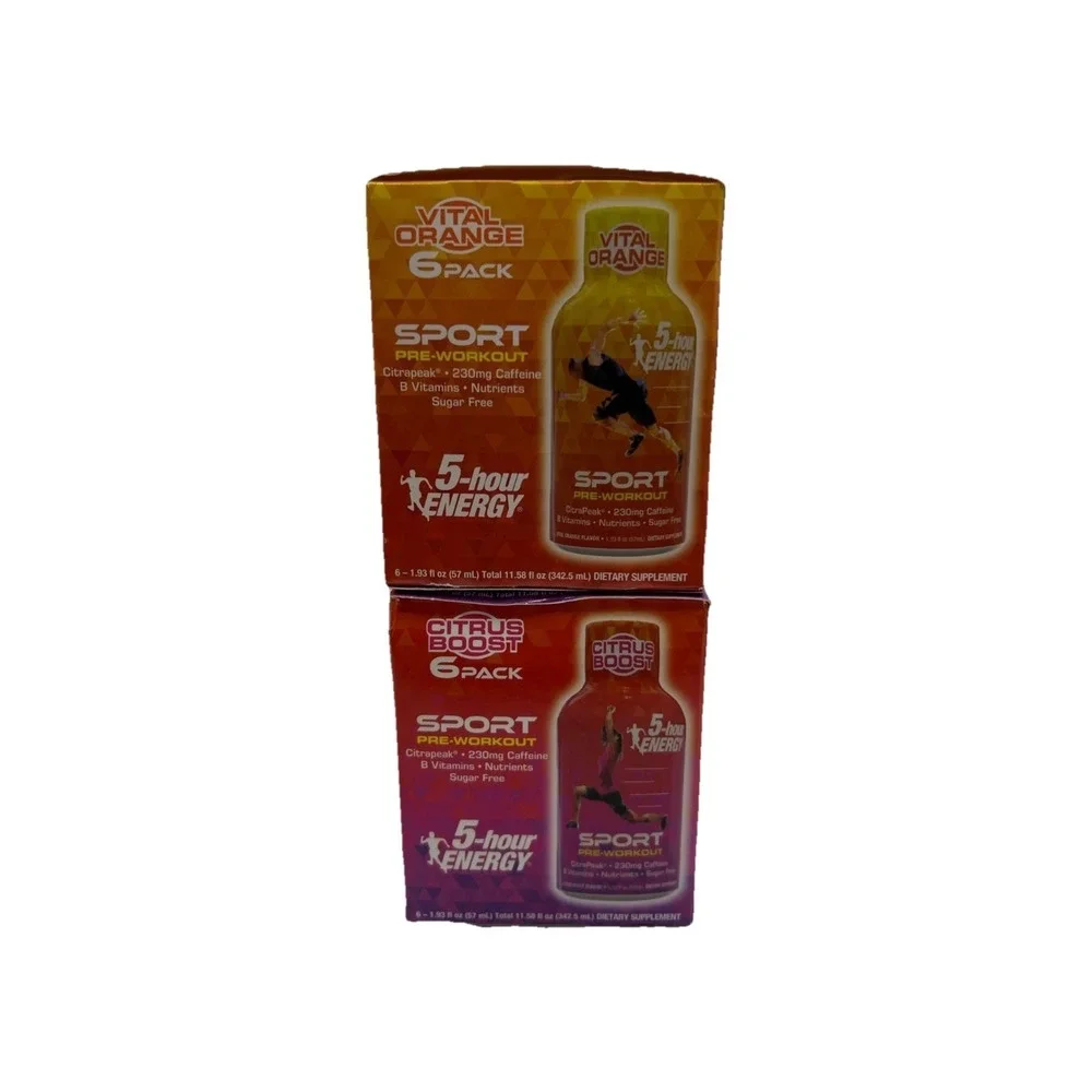 5-Hour Energy Shot 6 Pack Citrus Boost & Vital Orange Lot Of 2 EXP 07/27